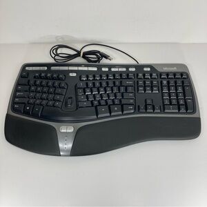 Microsoft Natural Ergonomic USB Wired Keyboard 4000 V1.0 Black KU-0462 TESTED